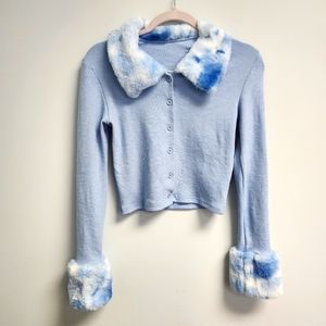 Fuzzy Cuff Baby Blue Sweater